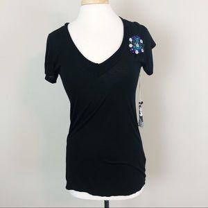 Young Fabulous & Broke Jeweled Brooch Fitted Tee